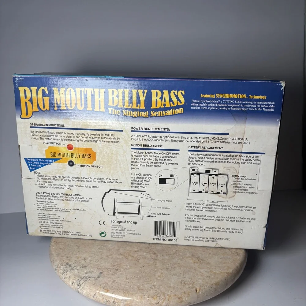 Gemmy Big Mouth Billy Bass   Green Singing Sensation Motion Activated 1999